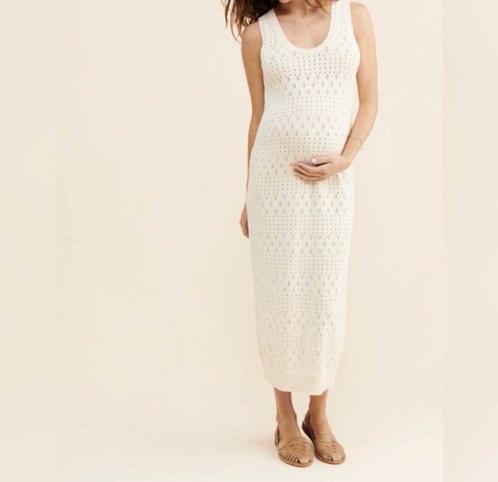 Hatch Evelyn Knit Midi Dress 0 XS Cotton Crochet Maternity
